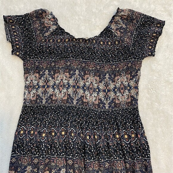 Soft Surroundings Women's Smocked Marcelo Boho Maxi Dress Short Sleeve Small - Picture 1 of 10